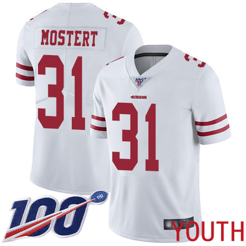 San Francisco 49ers Limited White Youth Raheem Mostert Road NFL Jersey #31 100th Season Vapor Untouchable->youth nfl jersey->Youth Jersey